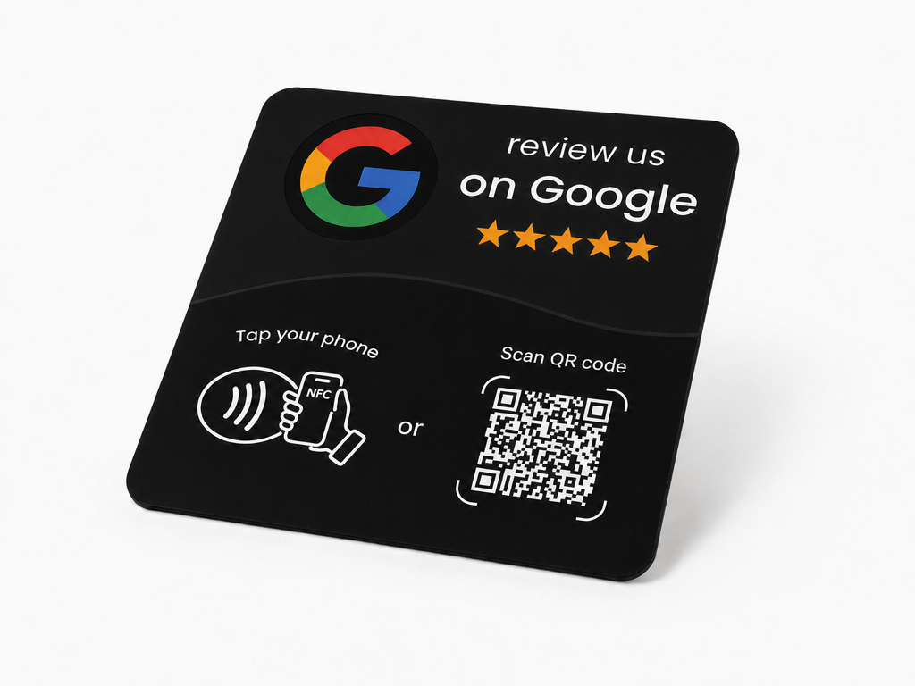 Google Review Plate NFC & QR Code - Black