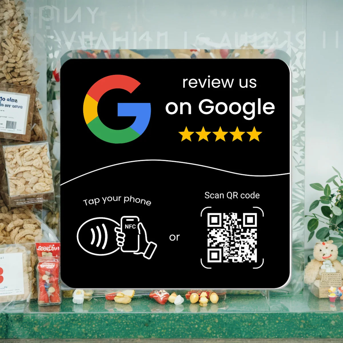 Google Review Plate NFC & QR Code - Black