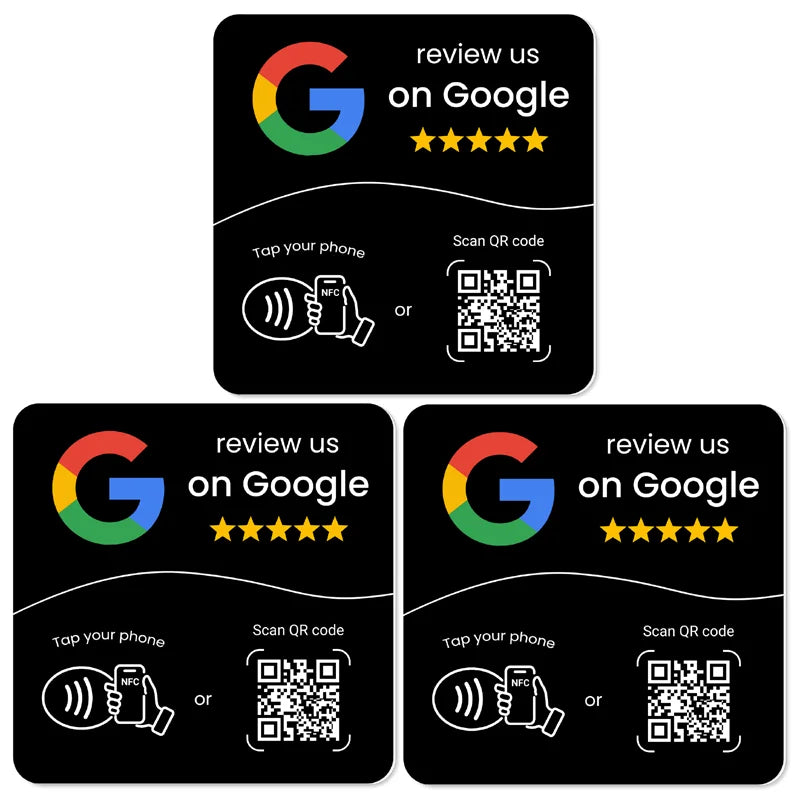 Google Review Plate NFC & QR Code - Black