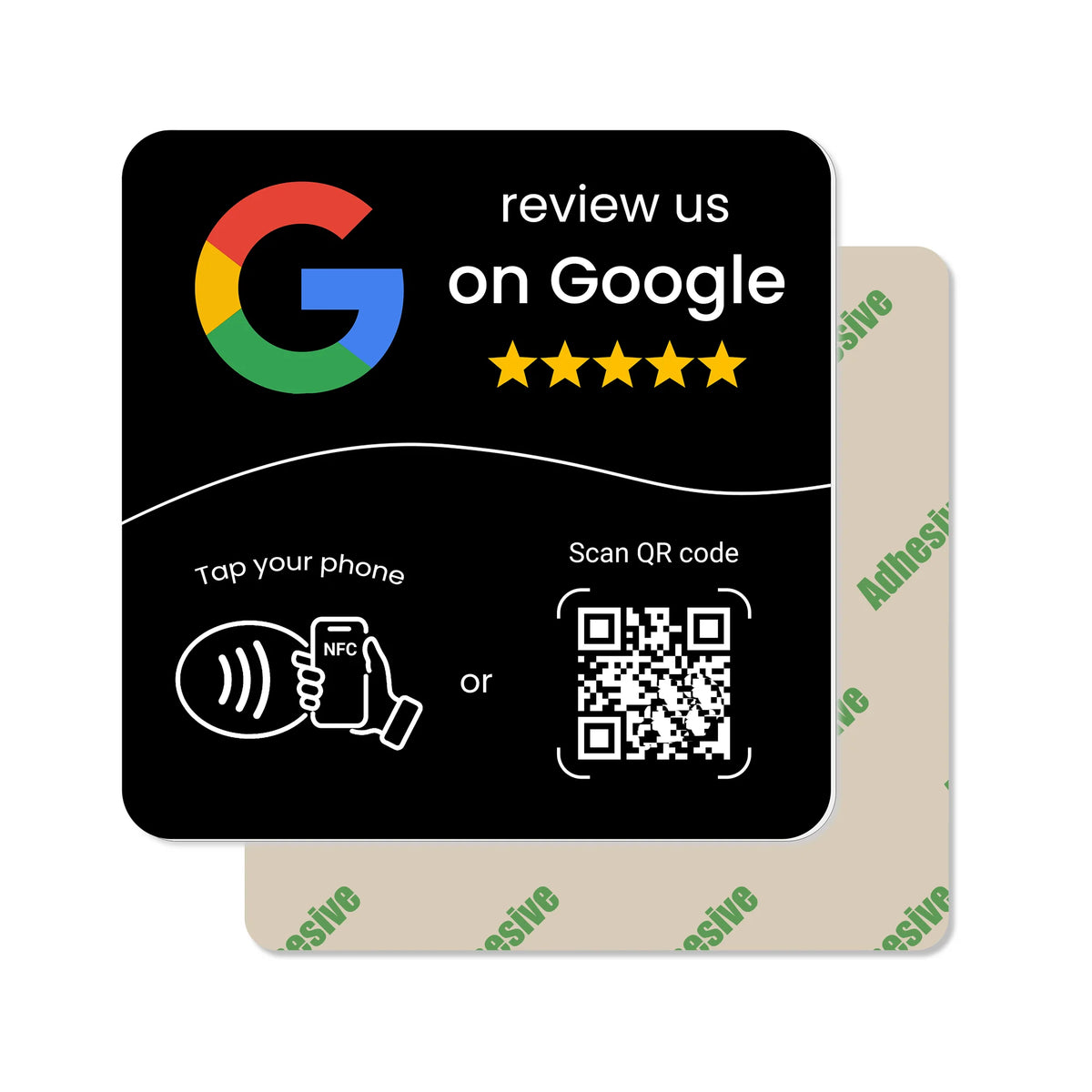 Google Review Plate NFC & QR Code - Black